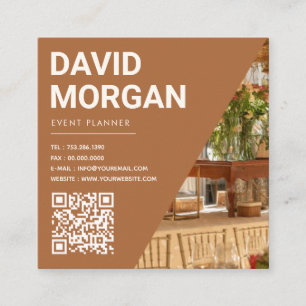 Carte De Visite Carré Planification d'événement Typographie en gras Qr C
