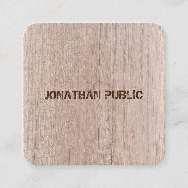 Carte De Visite Carré Plank Wood Board Look Distressed Texte Modèle (Devant)