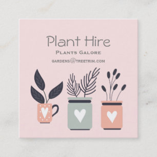 Carte De Visite Carré Plante location moderne pastel plante