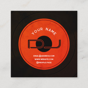 Carte De Visite Carré Plaque d'enregistrement en vinyle DJ