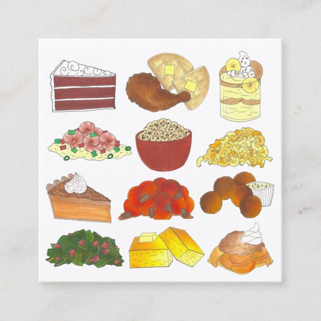 Carte De Visite Carré Plats Soul Restaurant Traiteur Chef Foodie (Devant)