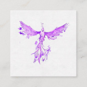 Carte De Visite Carré *~* Plumes ROSES VIOLÉES Cendres montantes Phoeni