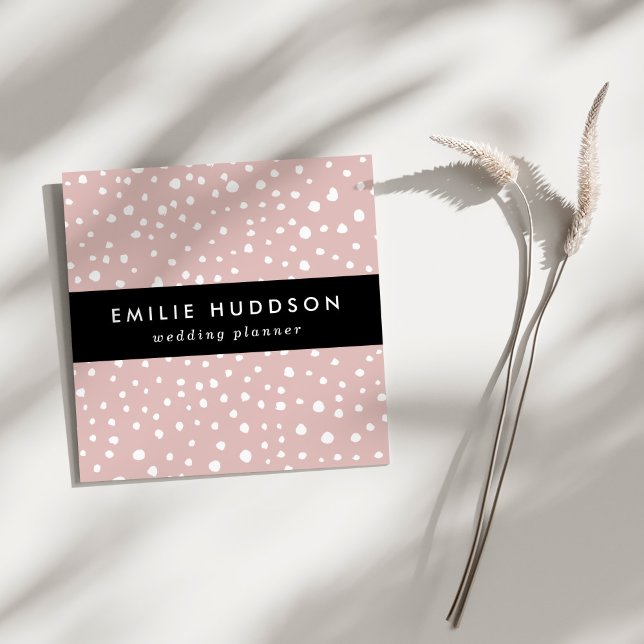 Carte De Visite Carré Points Dalmatiens Rose, Points Dalmatiens, Impress (Créateur téléchargé)