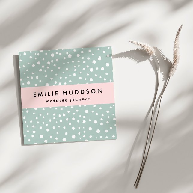 Carte De Visite Carré Points Dalmatiens verts, Points Dalmatiens, Pots D (Créateur téléchargé)