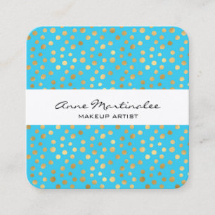 Carte De Visite Carré Pois d'or Abstrait sur Baby Blue