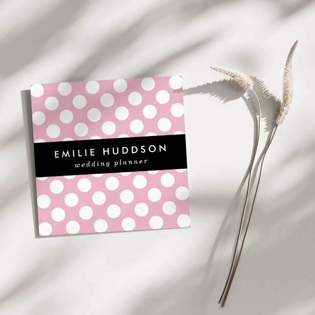 Carte De Visite Carré Pois roses, Motif Pointe Polka, Points, Pointe (Créateur téléchargé)