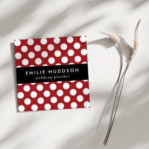 Carte De Visite Carré Pois rouges, Motif à points polka, points, pointil