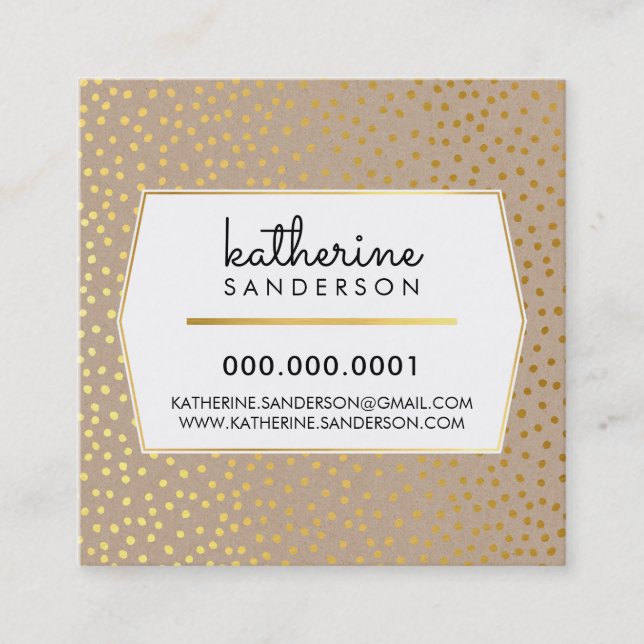 Carte De Visite Carré POLKA DOT CONFETTI en aluminium kraft moderne (Devant)