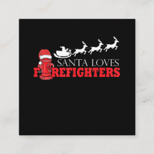 Carte De Visite Carré Pompier Noël Cadeaux du Père Noël Fireman