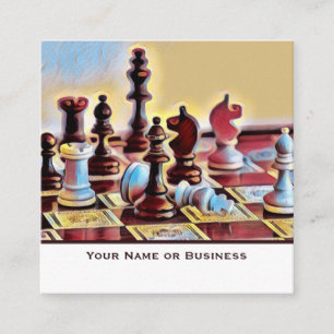 Carte De Visite Carré Pop Art Abstrait Chess Pieces Coach Club