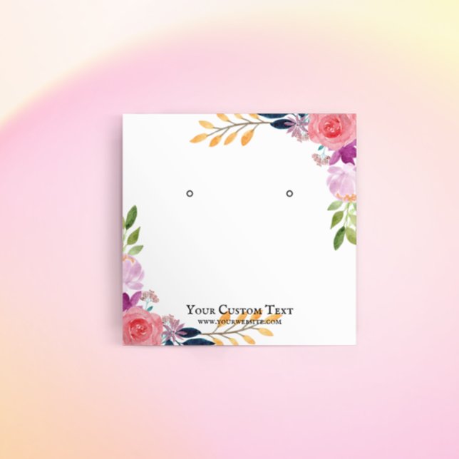 Carte De Visite Carré Porte-bijoux ・ Aquarelle Florale (Créateur téléchargé)