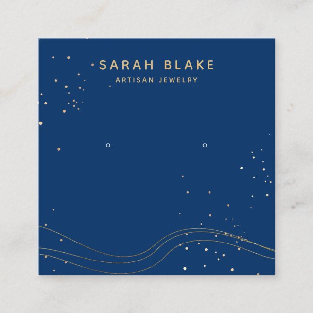 Carte De Visite Carré Porte-oreille en or bleu (Devant)