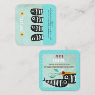 Carte De Visite Carré Porto Portugal sardines aqua turquoise