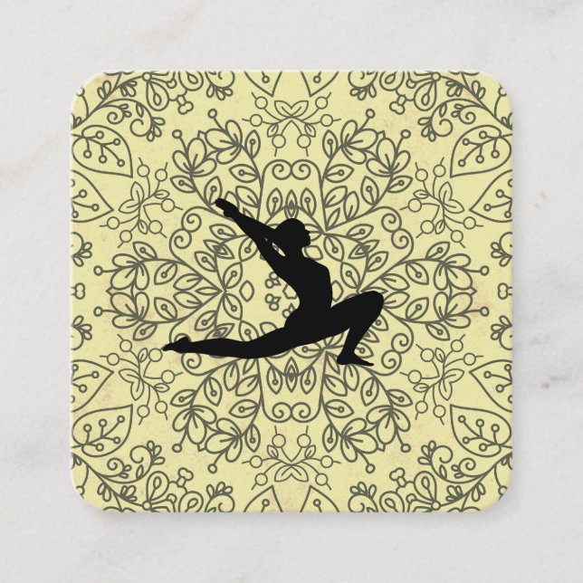Carte De Visite Carré Pose de yoga | Instructeur de yoga (Devant)
