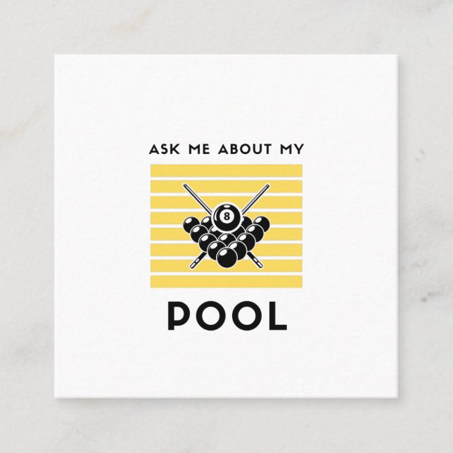 Carte De Visite Carré Posez-moi des questions sur mon billard (Devant)