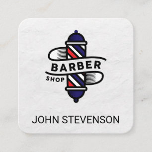 Carte De Visite Carré Poteau en barbier   Barber Shop   Bois