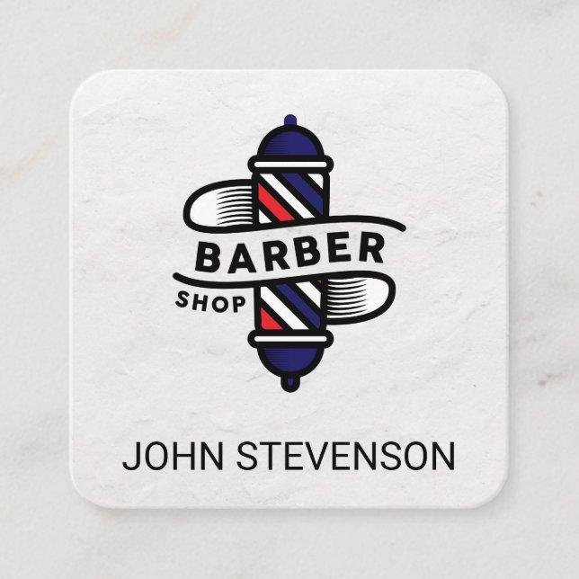 Carte De Visite Carré Poteau en barbier | Barber Shop | Bois (Devant)