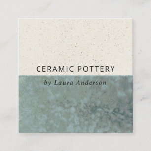 CARTE DE VISITE CARRÉ POTERIE CÉRAMIQUE VERTE TURQUOISE TEXTURE ÉCLAIR