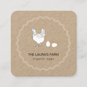 Carte De Visite Carré Poulet Agritourisme Pays Hen Oeufs Biologiques Voi