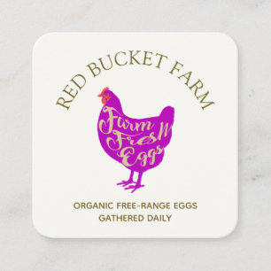 Carte De Visite Carré Poulet de la ferme OEufs frais Rétro