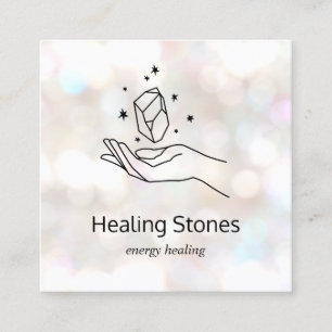 Carte De Visite Carré Praticien de Reiki Energy Gemstone Chakra