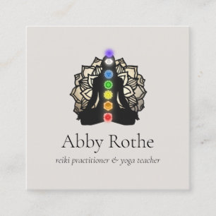 Carte De Visite Carré Praticien de Reiki et professeur de méditation