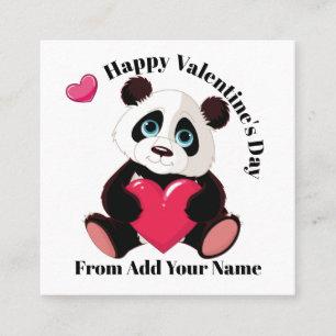Carte De Visite Carré Précieux Panda Valentine - Revenez !