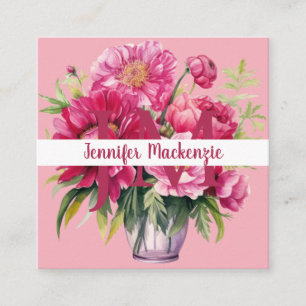 Carte De Visite Carré Premier Chic Bright Pink FlorCarte de visite