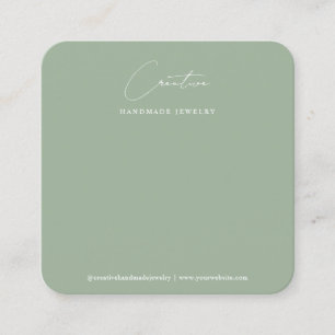 Carte De Visite Carré Présentoir de bijoux en écriture manuscrite Vert S