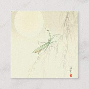 Carte De Visite Carré Priez Mantis Et Pleine lune Par Ohara Koson