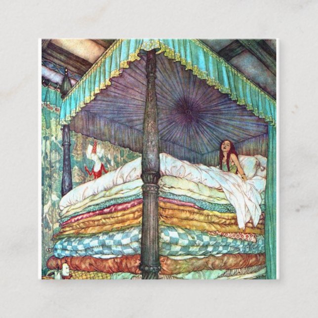 Carte De Visite Carré Princess And The Pea Print - Fairy Tale Hans Ander (Devant)