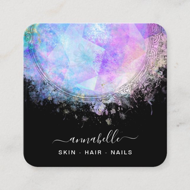Carte De Visite Carré *~* Prism QR AP26 OPAL Rainbow Ethereal Dandelion (Devant)