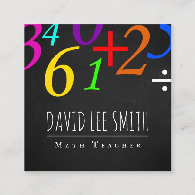 Carte De Visite Carré Professeur de mathématiques / Tuteur de maths (Devant)