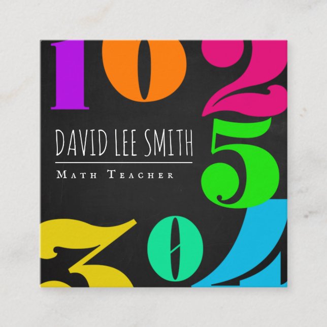 Carte De Visite Carré Professeur de mathématiques / Tuteur de maths (Devant)