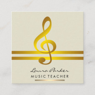 Carte De Visite Carré Professeur de musique musicienne avec notes musica