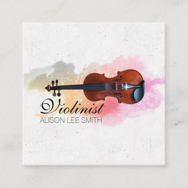Carte De Visite Carré Professeur de violon musicien violoniste (Devant)