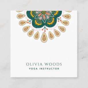 Carte De Visite Carré Professeur de Yoga Mandala