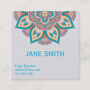 Carte De Visite Carré Professeur de Yoga Yoga Instructeur élégant