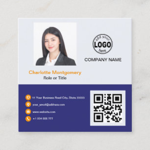 Carte De Visite Carré Professionnel ajoutez votre logo QR Code Photo Cus