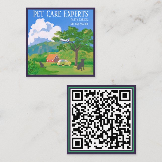 Carte De Visite Carré Professionnel de la ferme de soins pour animaux (Devant / Derrière)