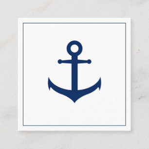 Carte De Visite Carré Professionnel de l'Ancre bleu marine moderne