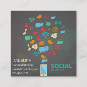 Carte De Visite Carré Professionnel du marketing social freelance