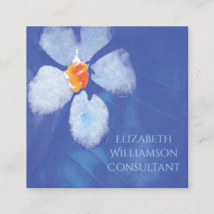 Carte De Visite Carré Professionnel floral de fleur bleue d'aquarelle