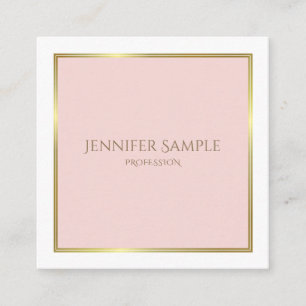 Carte De Visite Carré Professionnel Gold Blush Pink White Luxe Plain