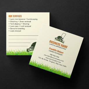 Carte De Visite Carré Professionnel Green Biege Laitier Landscaping Mow