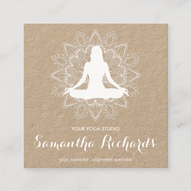 Carte De Visite Carré Professionnel Mandala Trendy Celestial White Kraft (Devant)