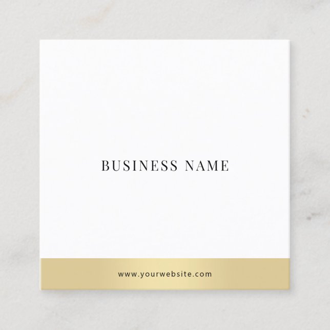 Carte De Visite Carré Professionnel Moderne Or Blanc Élégant Simple Chic (Devant)