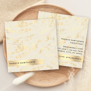 Carte De Visite Carré Professionnel Moderne Simple Or Brossé Fond Métal