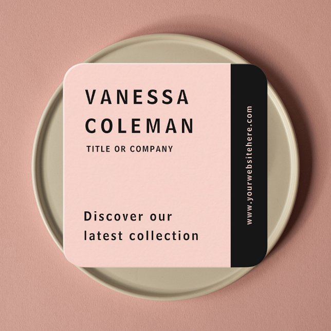 Carte De Visite Carré Professionnel Qr Code Blush rose médias sociaux (Créateur téléchargé)