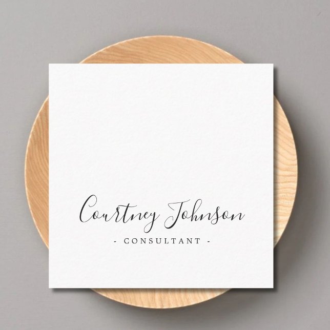 Carte De Visite Carré Professionnel Simple Elegant Noir Blanc Consultant (Créateur téléchargé)